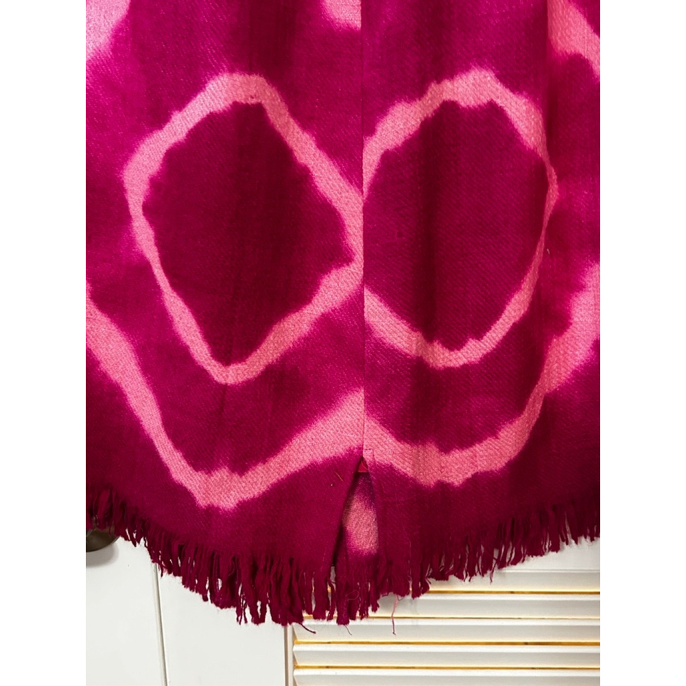 Jade Hot Pink Tie Dye Fringe Hem Skirt Size M Wool Lined - Picture 3 of 12